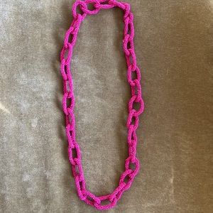 Long Fuchsia beaded chain necklace Vintage